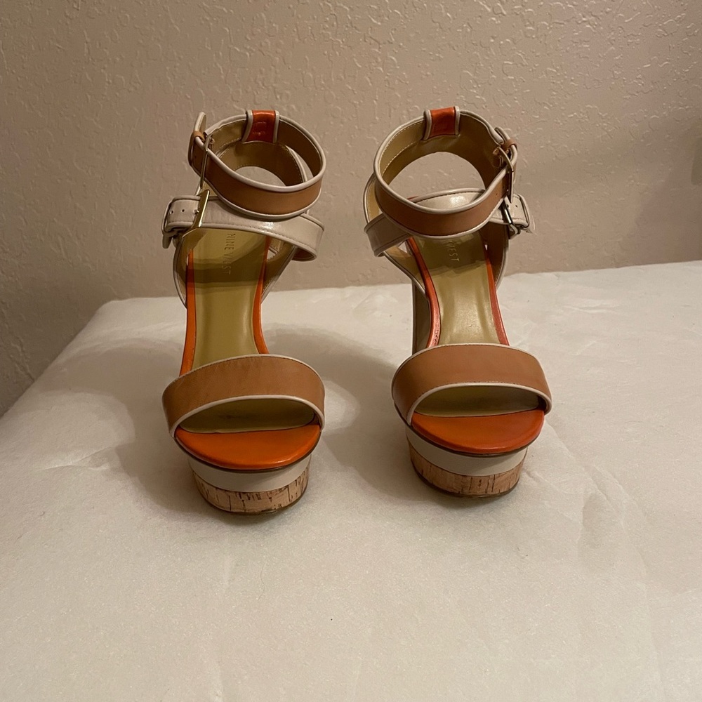 Nine West Tan, Orange, Multicolored Heels